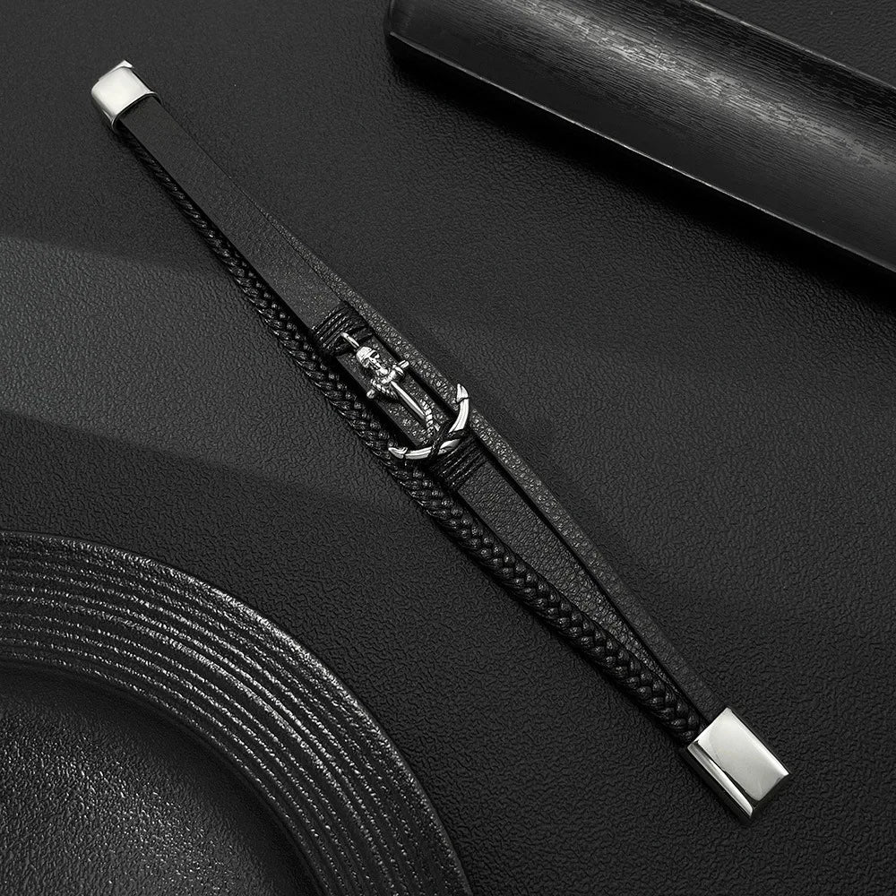 Bracelet cuir homme "ANCHOR"