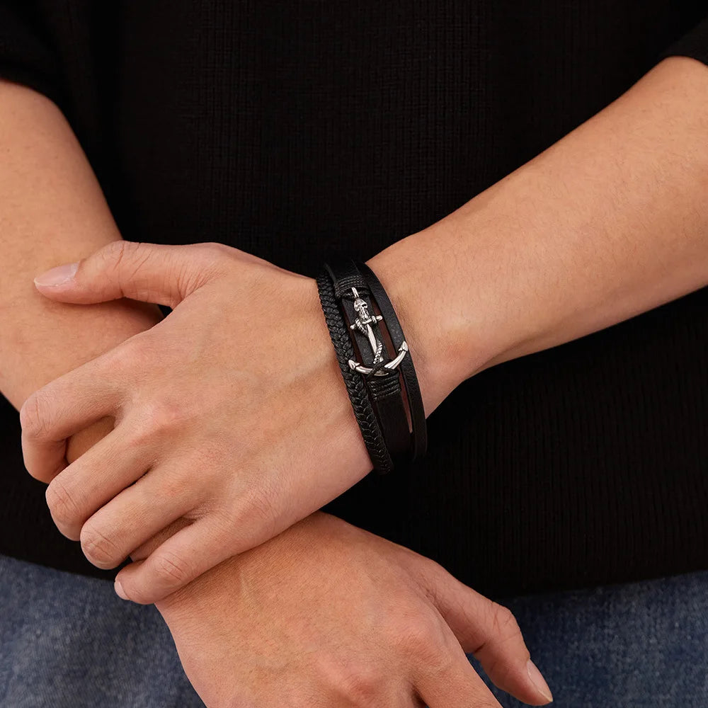 Bracelet cuir homme "ANCHOR"
