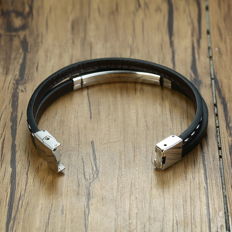 Bracelet cuir homme "VNOX"