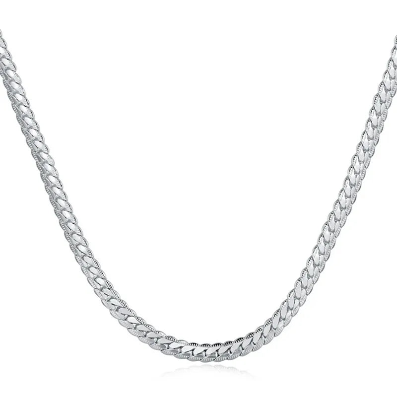 Collier en argent regardé 925 pour homme et femme, bijoux à la mode sur le côté, cadeau de fête de mariage, 18 po, 20 po, 22/24 po, 5mm