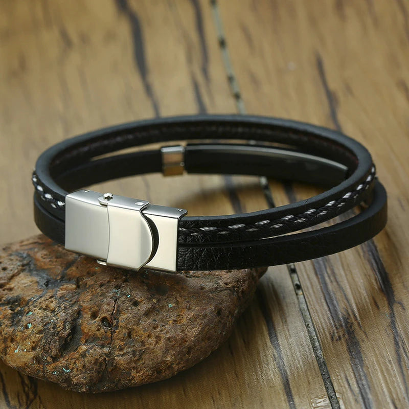 Bracelet cuir homme "VNOX"