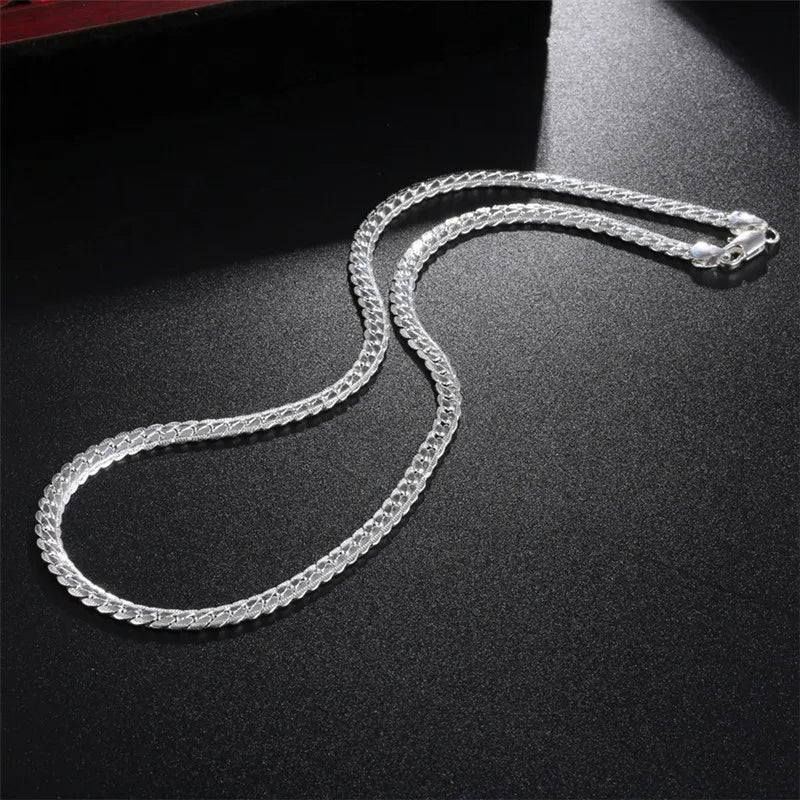 Collier en argent regardé 925 pour homme et femme, bijoux à la mode sur le côté, cadeau de fête de mariage, 18 po, 20 po, 22/24 po, 5mm