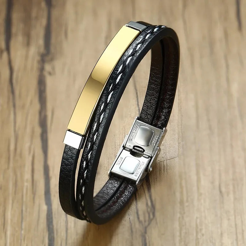 Bracelet cuir homme "VNOX"