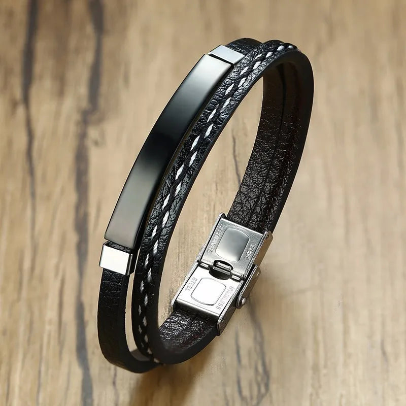 Bracelet cuir homme "VNOX"