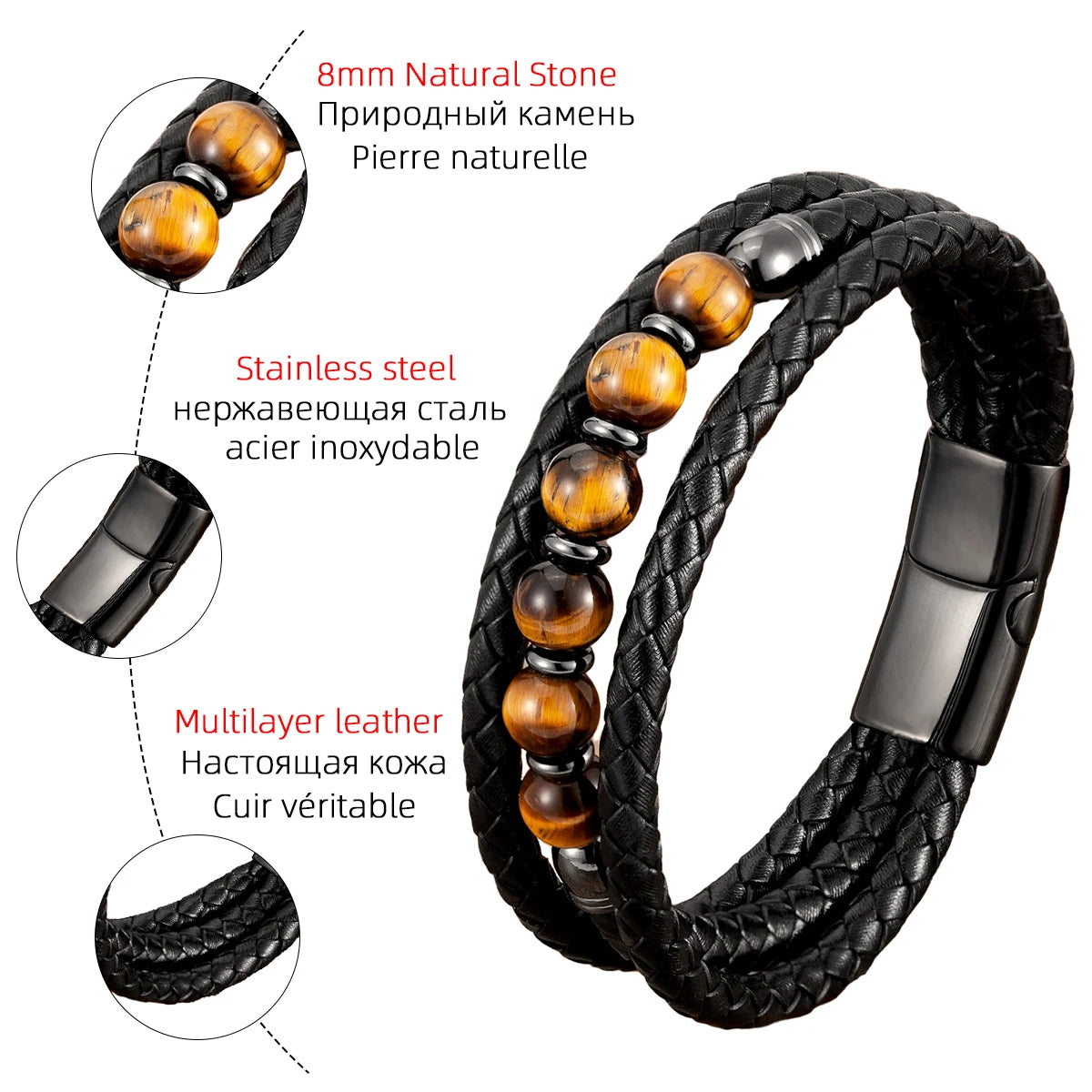 Bracelet cuir homme "TRENDY"