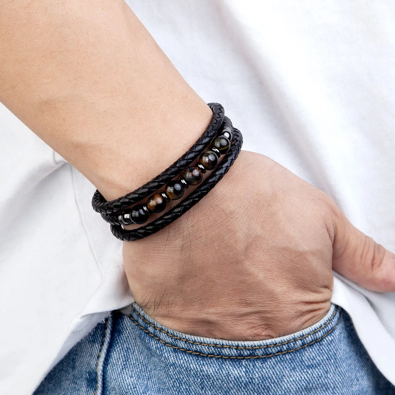 Bracelet cuir homme "TRENDY"