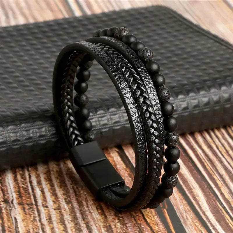 Bracelet cuir homme "TIGER EYE"