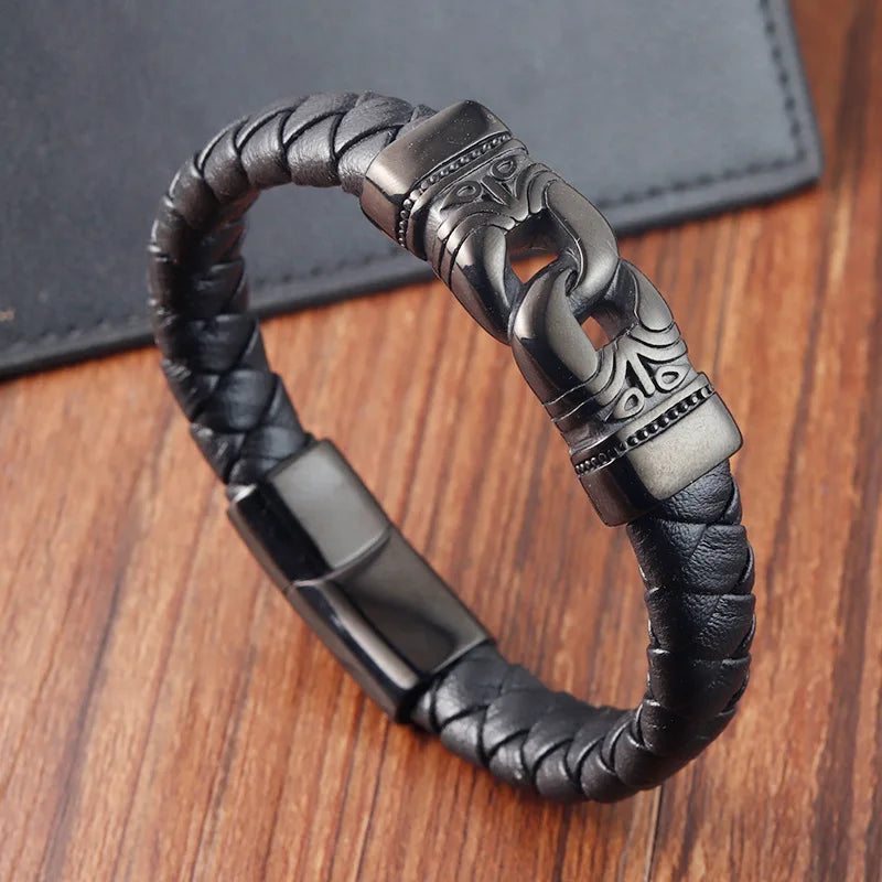 Bracelet cuir homme "DOUBLE TEETH"