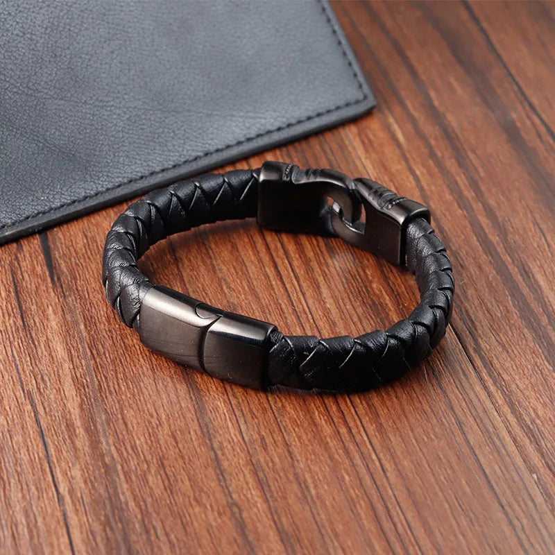 Bracelet cuir homme "DOUBLE TEETH"
