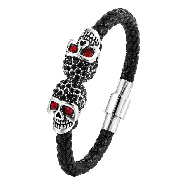 Bracelet CUIR HOMME "SKULLS"