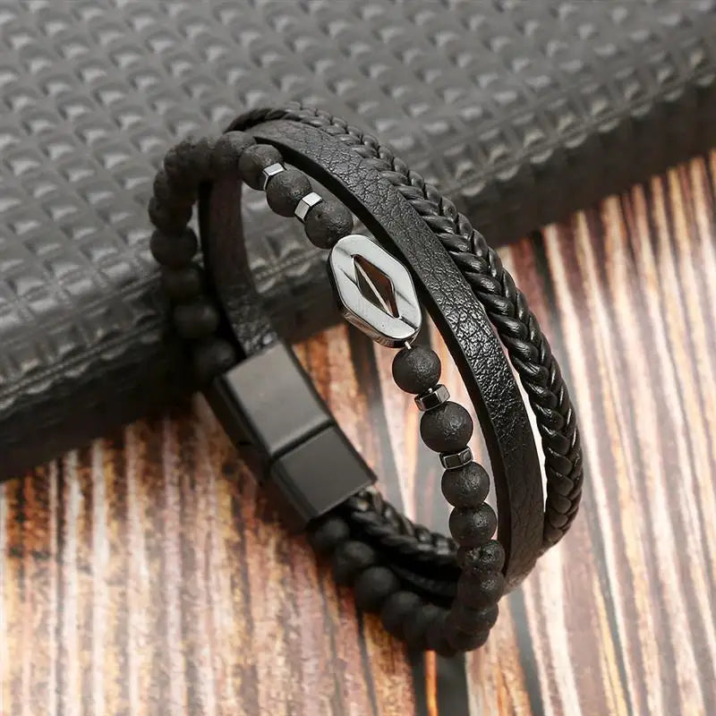 Bracelet cuir homme "TIGER EYE"