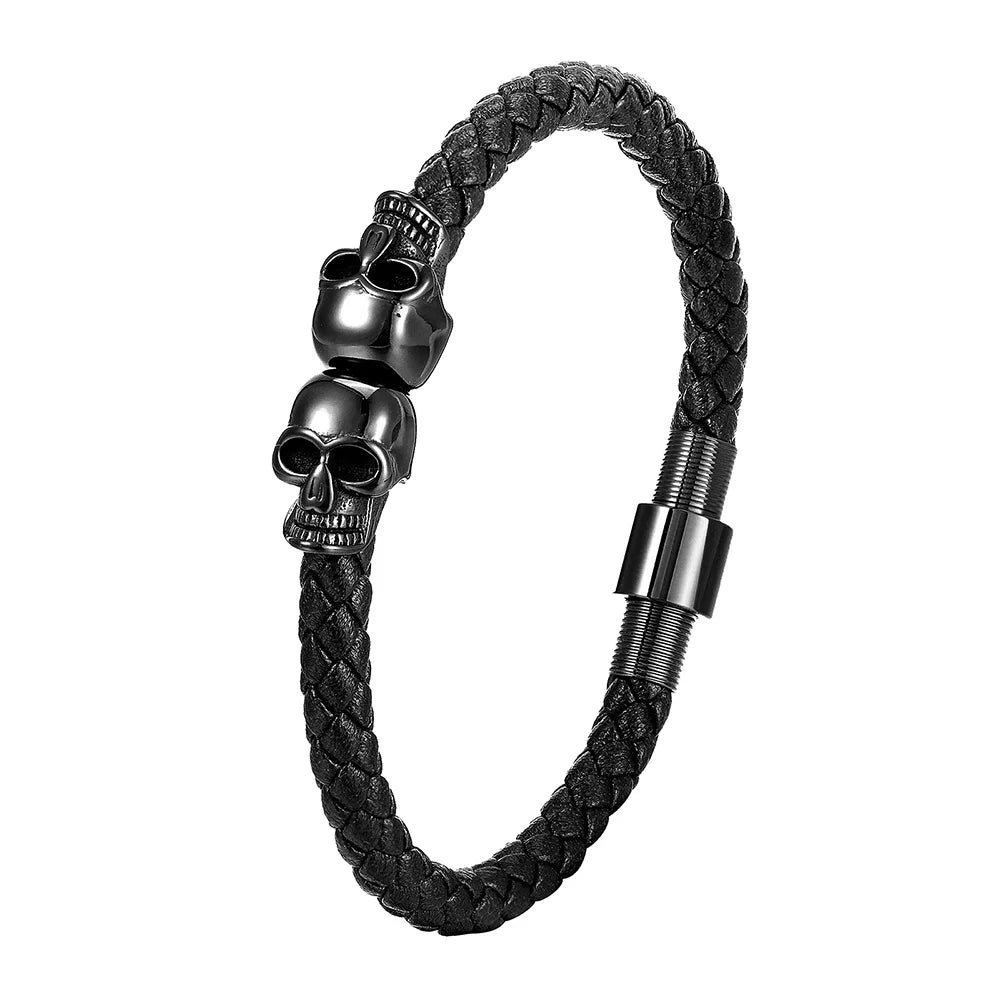 Bracelet CUIR HOMME "SKULLS"