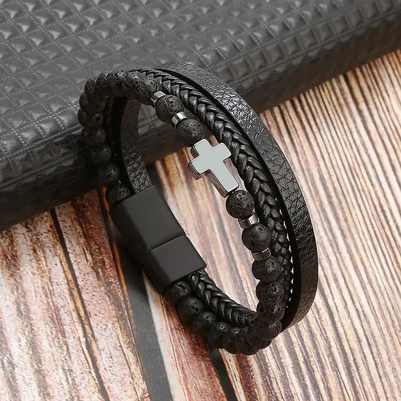 Bracelet cuir homme "TIGER EYE"