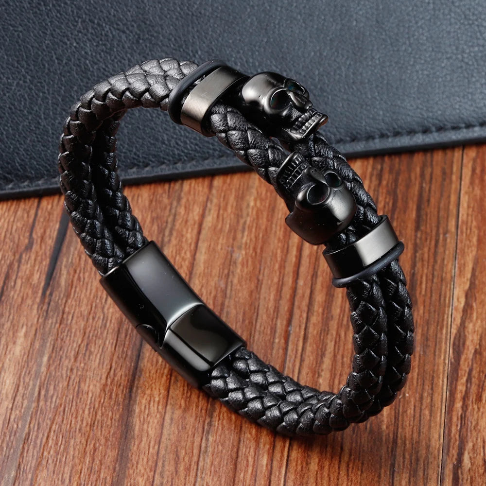 Bracelet CUIR HOMME "SKULLS"