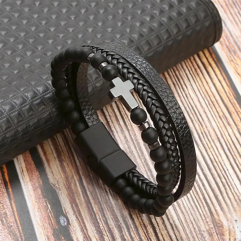 Bracelet cuir homme "TIGER EYE"