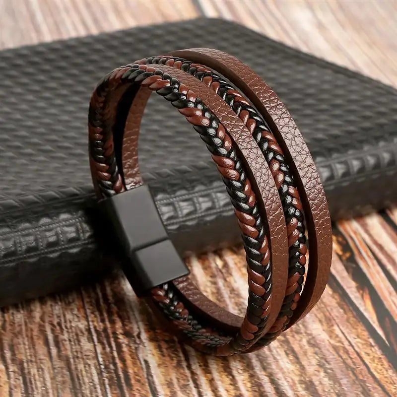 Bracelet cuir homme "TIGER EYE"