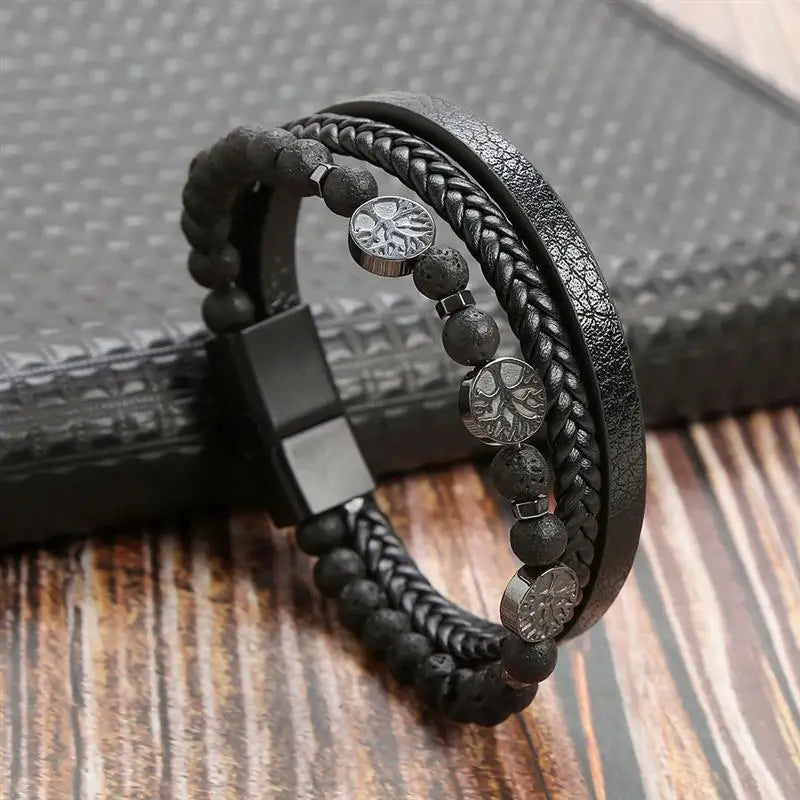 Bracelet cuir homme "TIGER EYE"