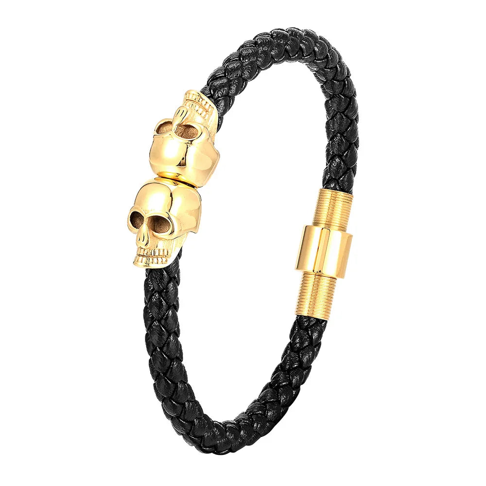 Bracelet CUIR HOMME "SKULLS"
