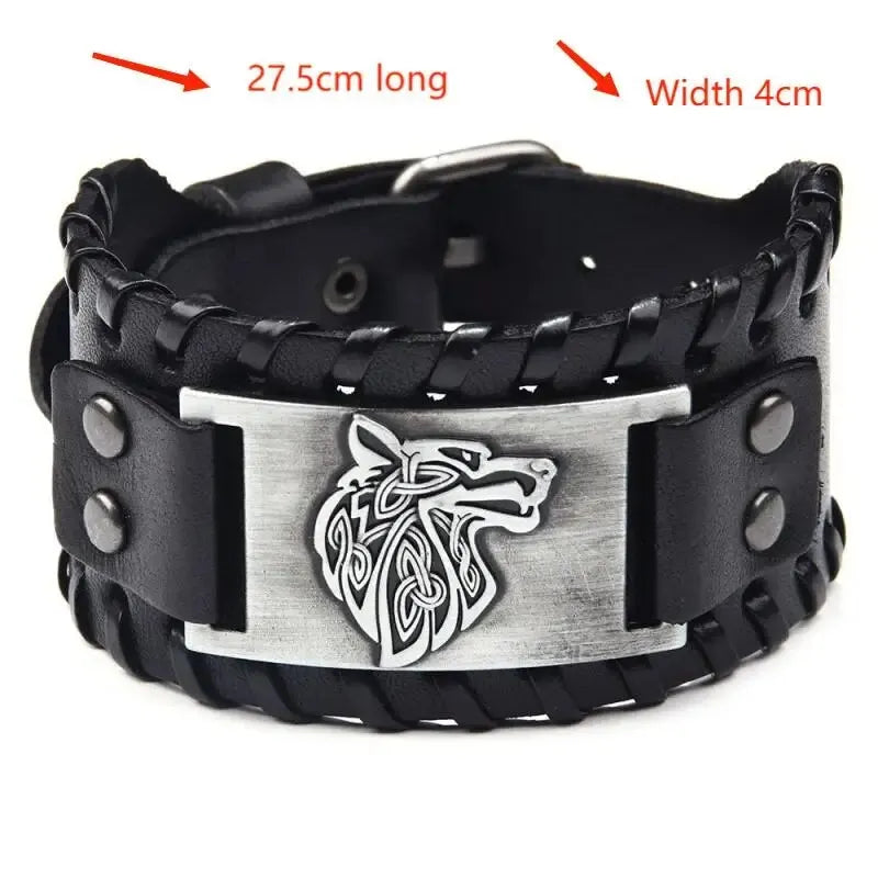 Bracelet CUIR homme "TETE DE LOUP"