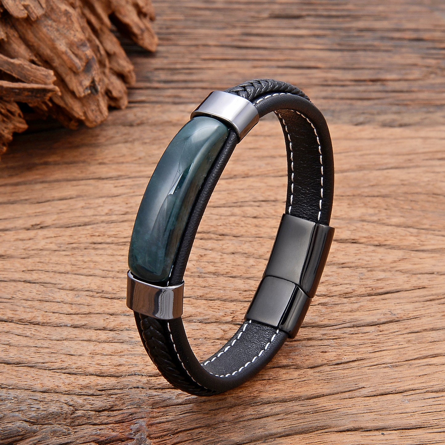 Bracelet cuir homme "HEMATITE"
