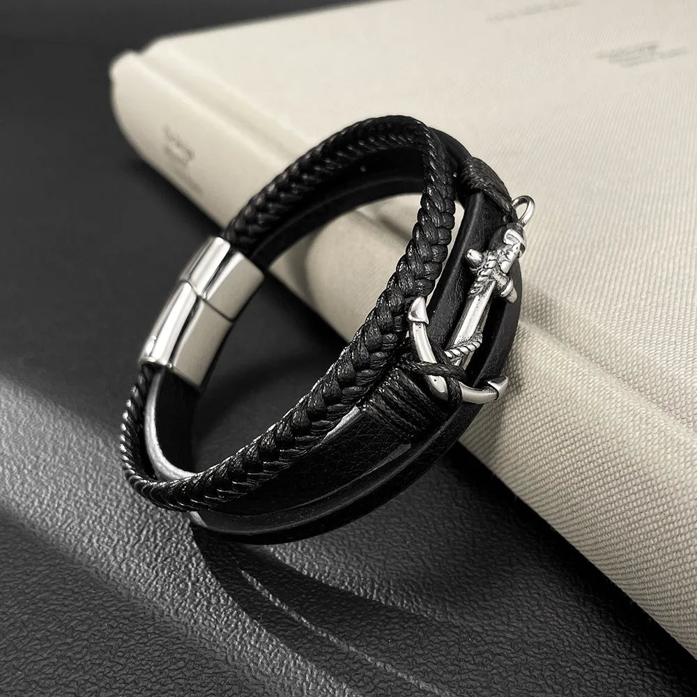 Bracelet cuir homme "ANCHOR"