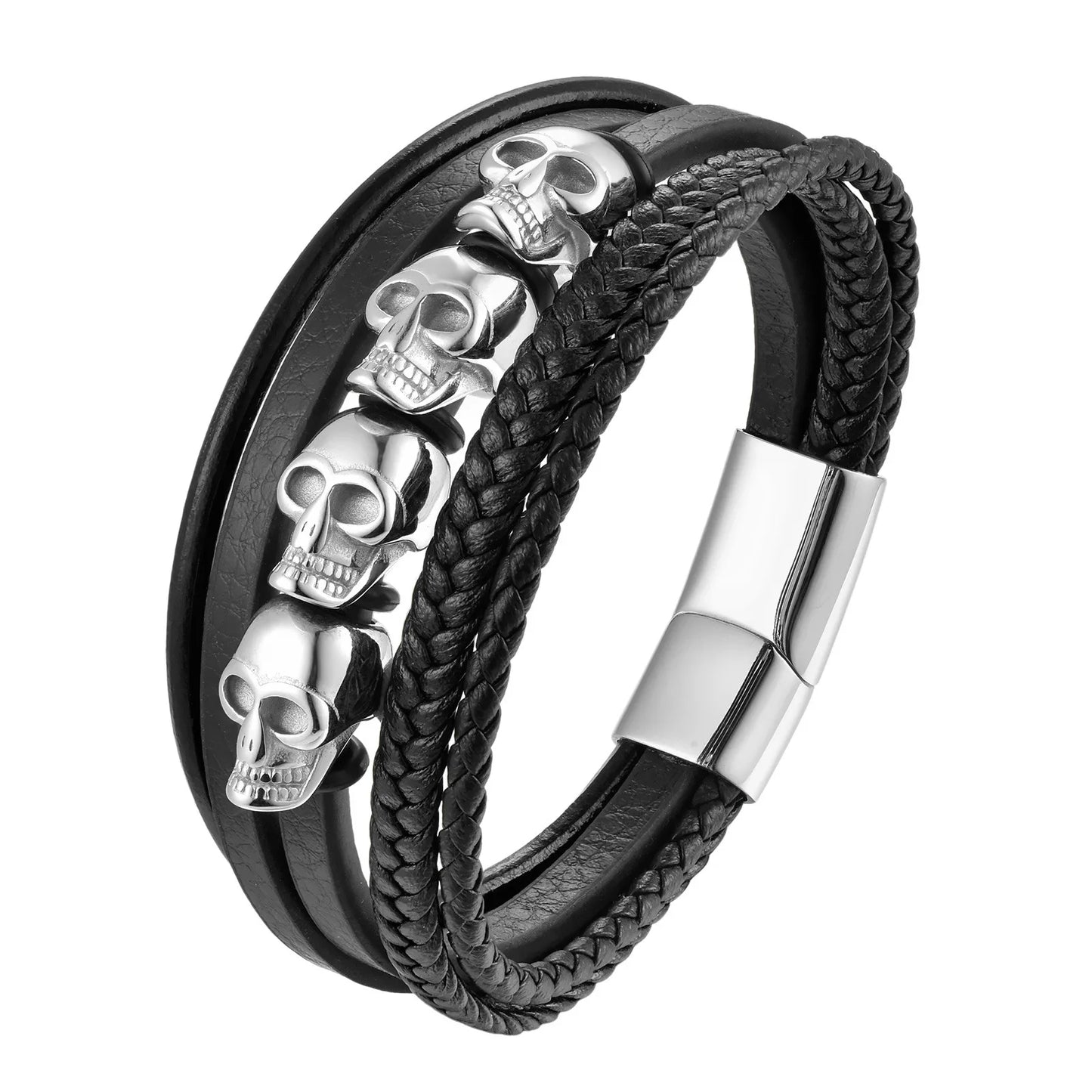 Bracelet CUIR HOMME "SKULLS"