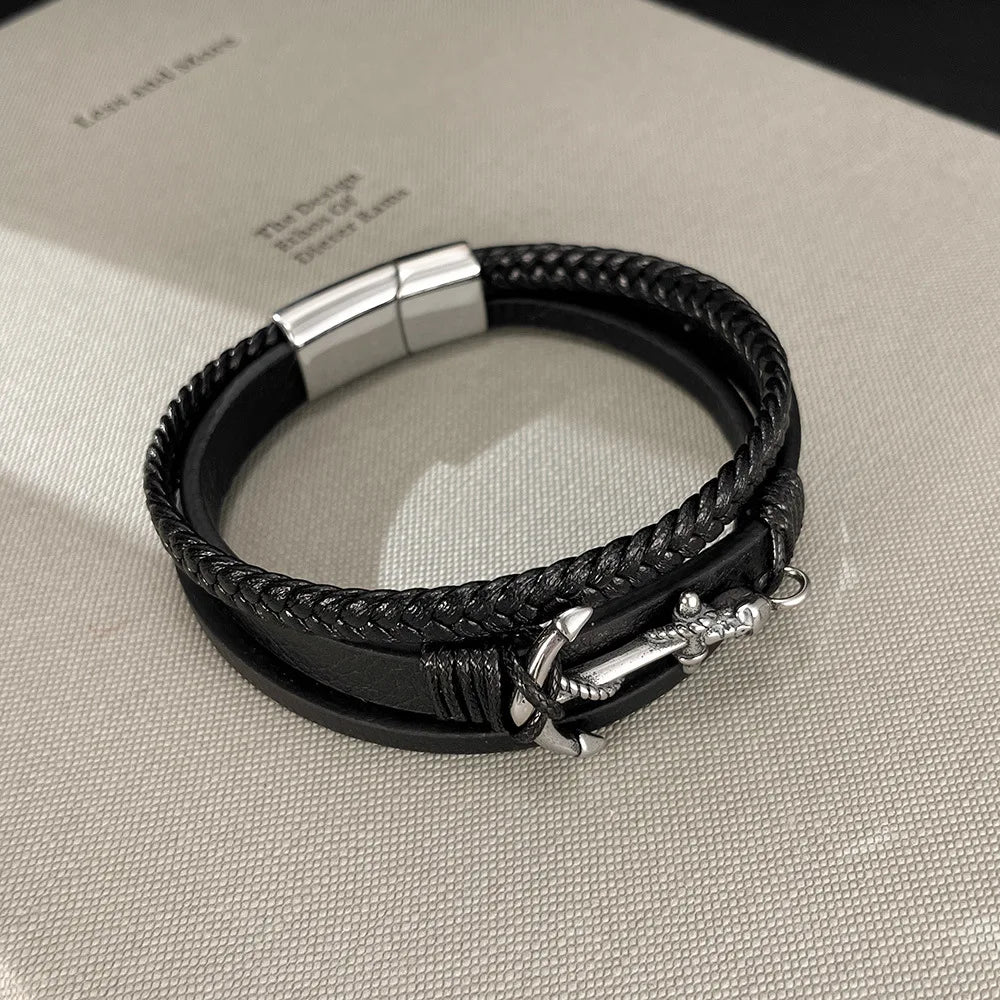 Bracelet cuir homme "ANCHOR"