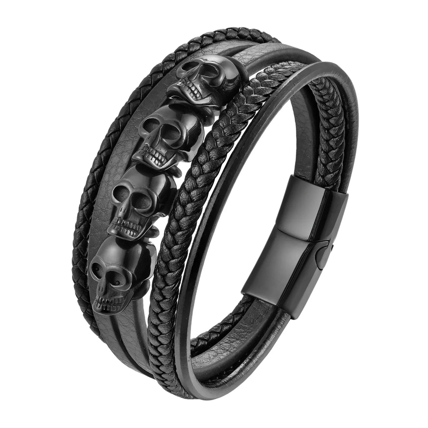 Bracelet CUIR HOMME "SKULLS"