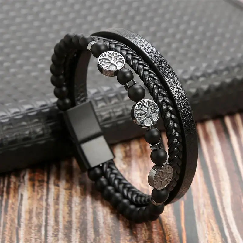 Bracelet cuir homme "TIGER EYE"