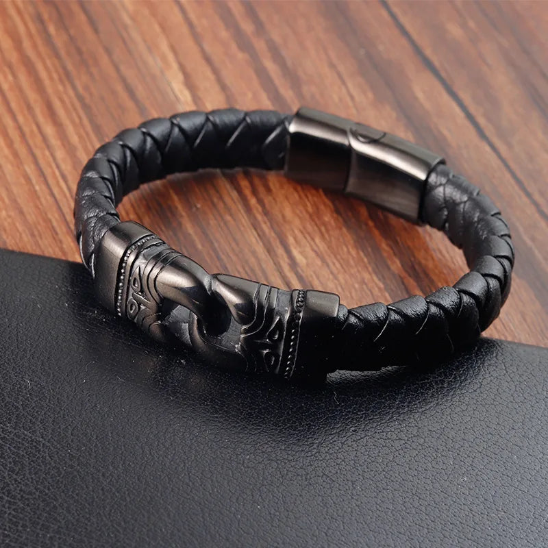 Bracelet cuir homme "DOUBLE TEETH"
