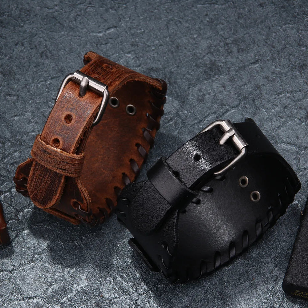 Bracelet CUIR homme "TETE DE LOUP"