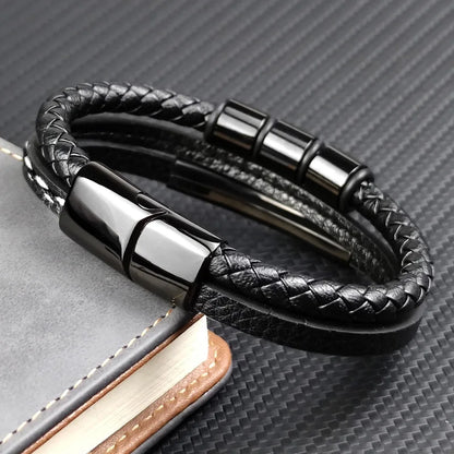 Bracelet en corde de cuir pour hommes, gravure personnalisée, cadeau de fête des pères, cadeau de noël pour petit ami mari, bijoux à breloques avec nom personnalisé