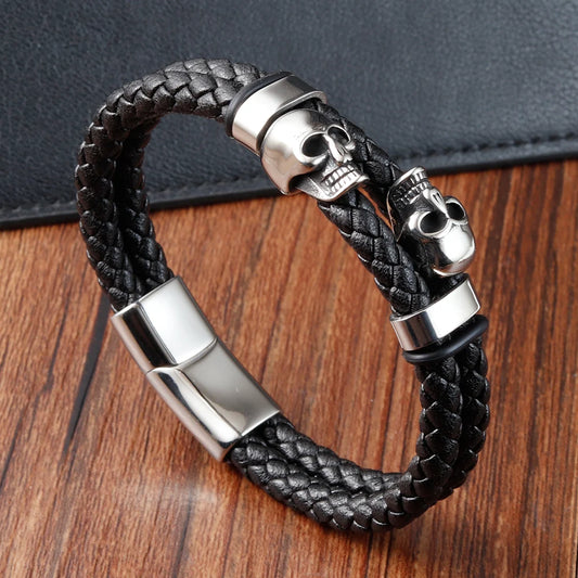 Bracelet CUIR HOMME "SKULLS"