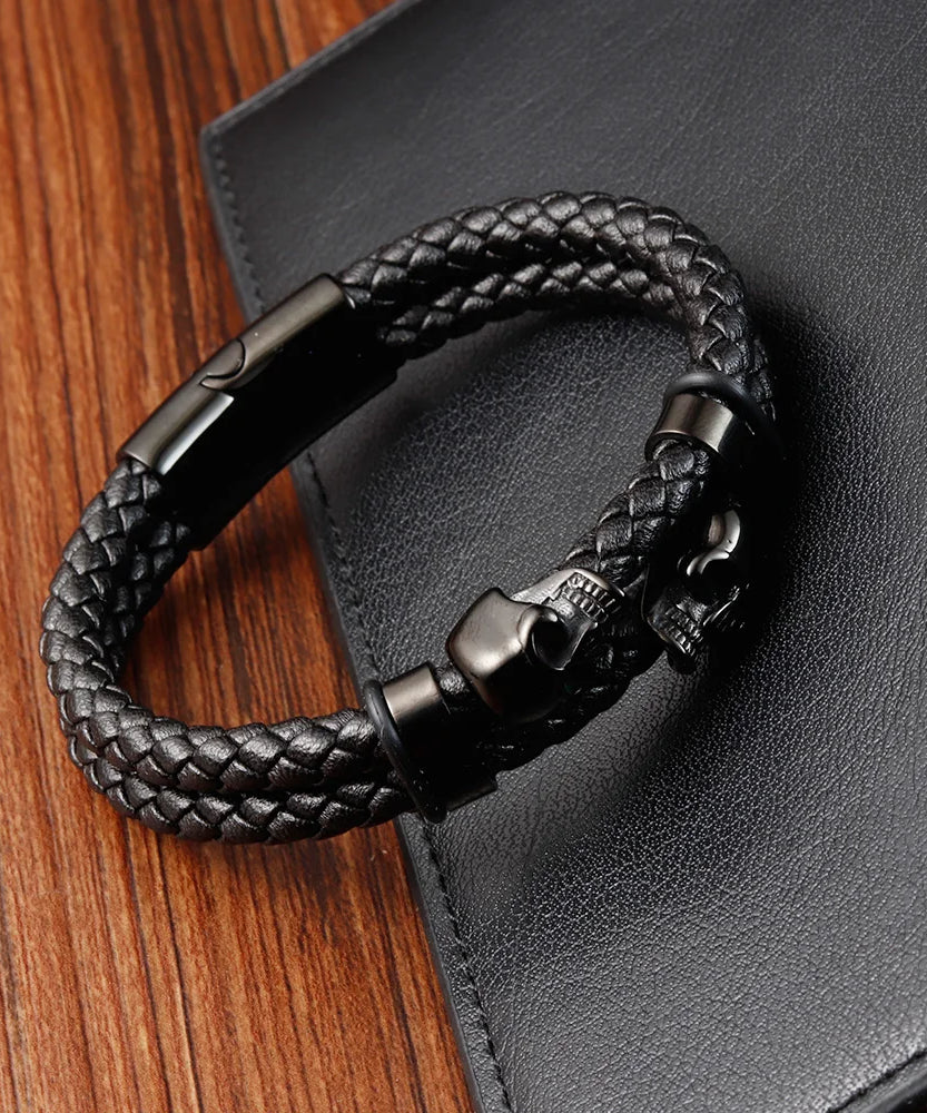Bracelet CUIR HOMME "SKULLS"