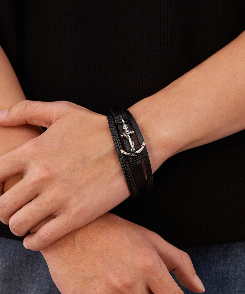 Bracelet cuir homme "ANCHOR"