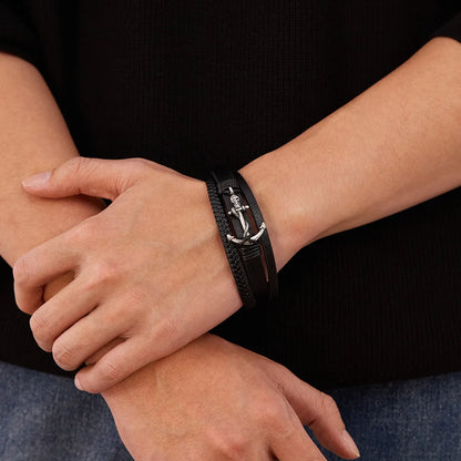 Bracelet cuir homme "ANCHOR"