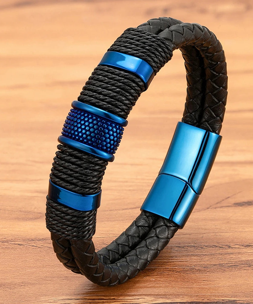 Bracelet cuir homme "BLUE MAN"