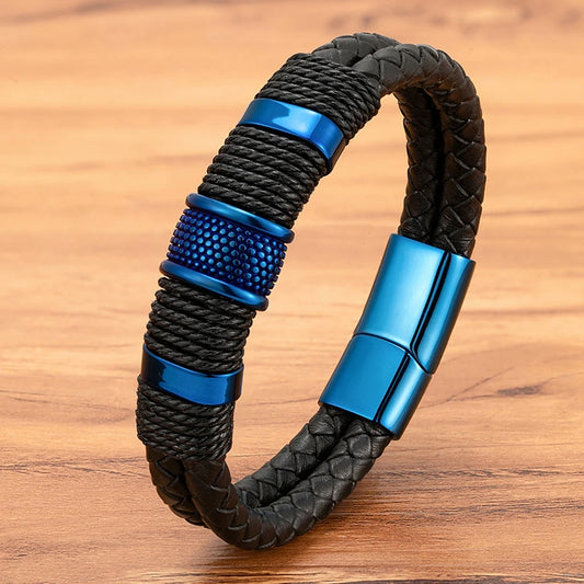 Bracelet cuir homme "BLUE MAN"