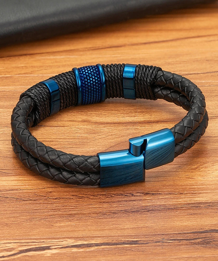 Bracelet cuir homme "BLUE MAN"