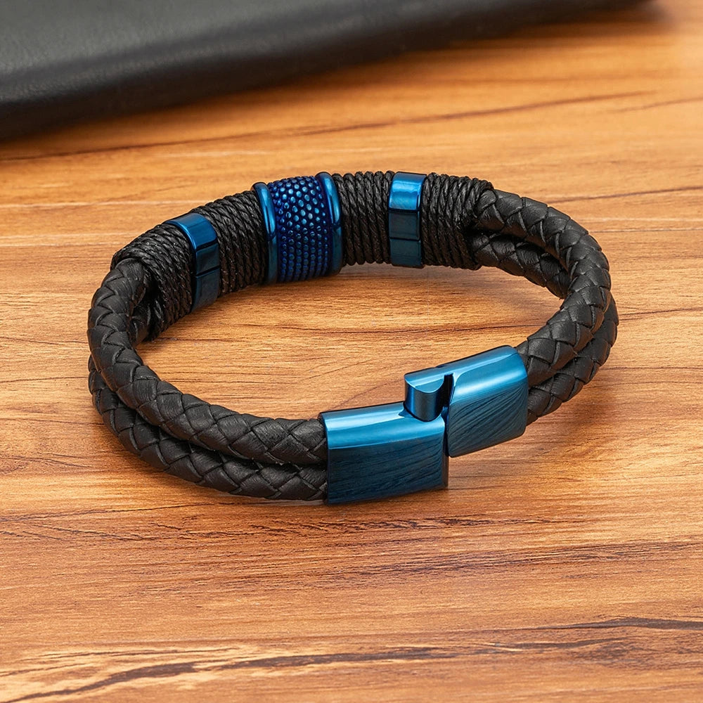 Bracelet cuir homme "BLUE MAN"