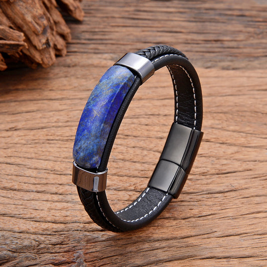 Bracelet cuir homme "HEMATITE"
