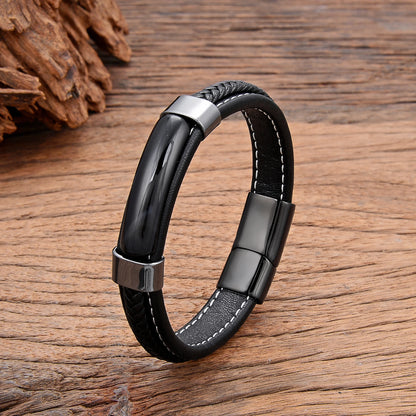Bracelet cuir homme "HEMATITE"
