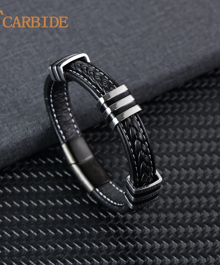 Bracelet cuir homme "MAGNETIC"