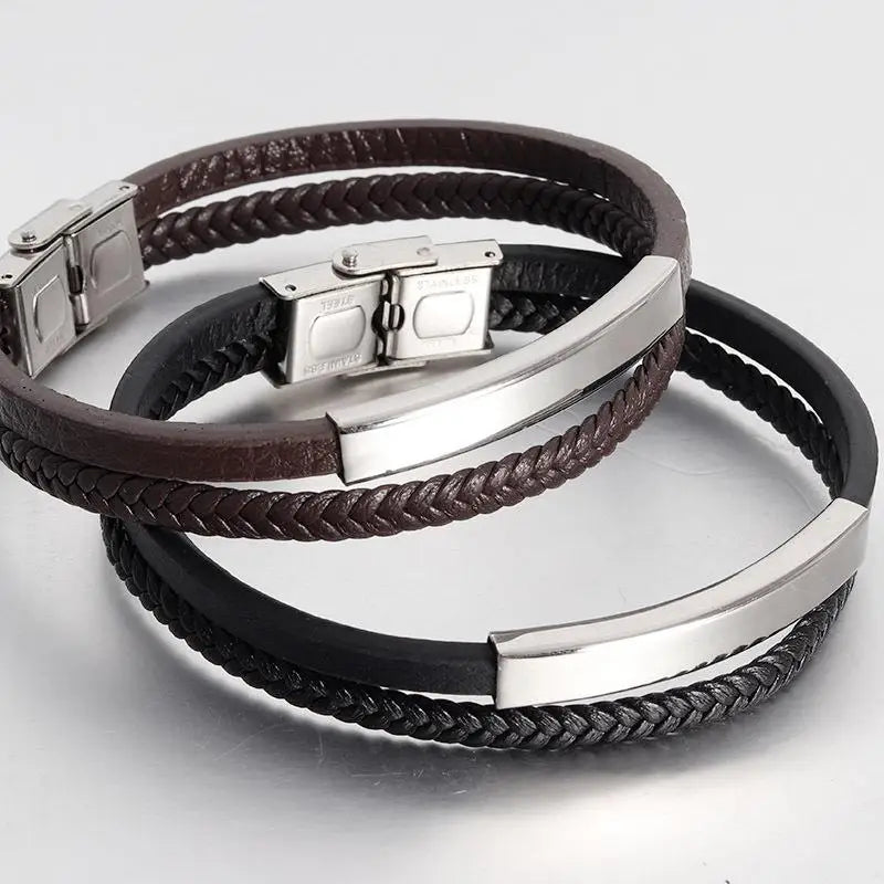 Bracelet cuir homme "SNAP"