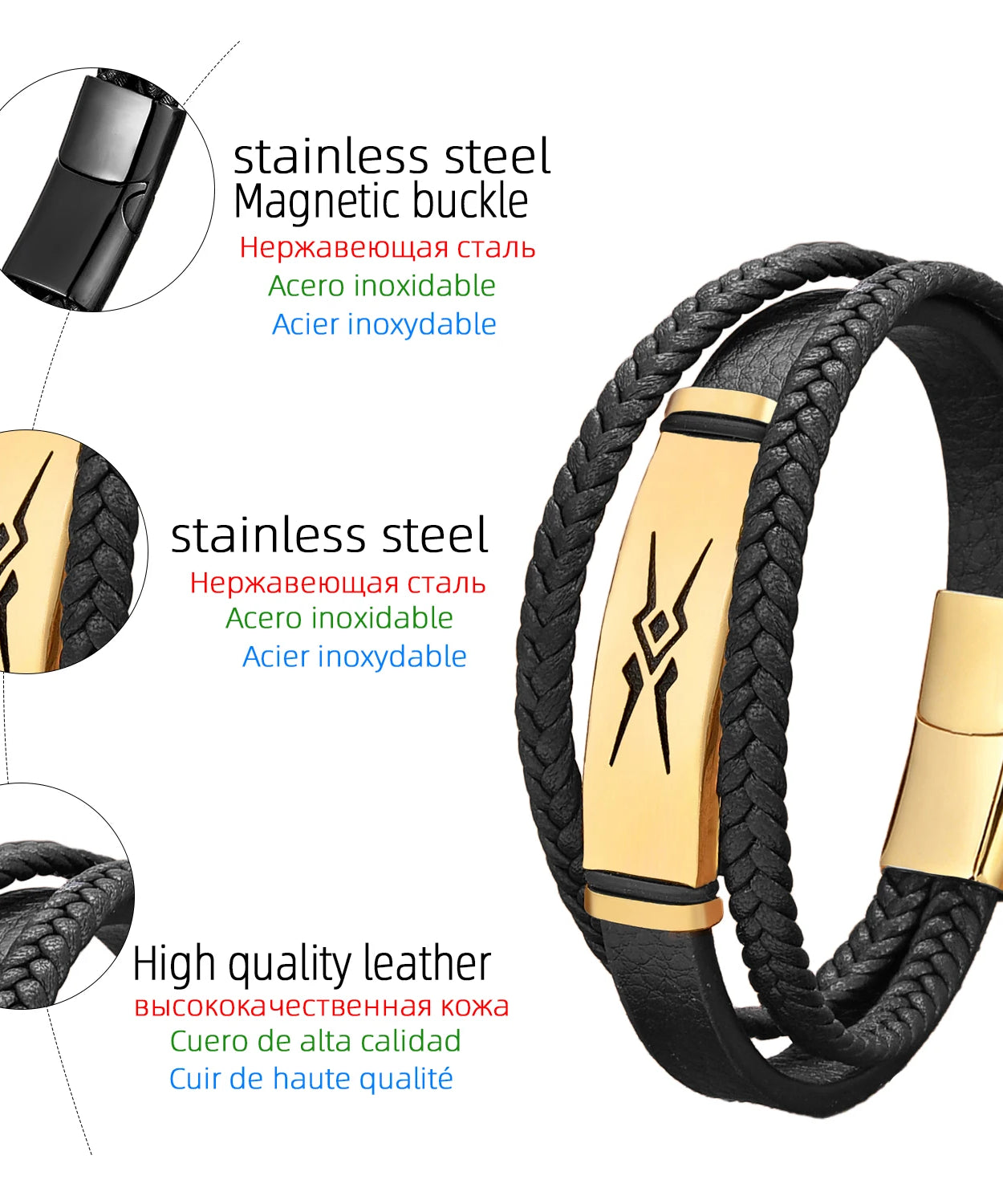 Bracelet cuir homme "STORM"