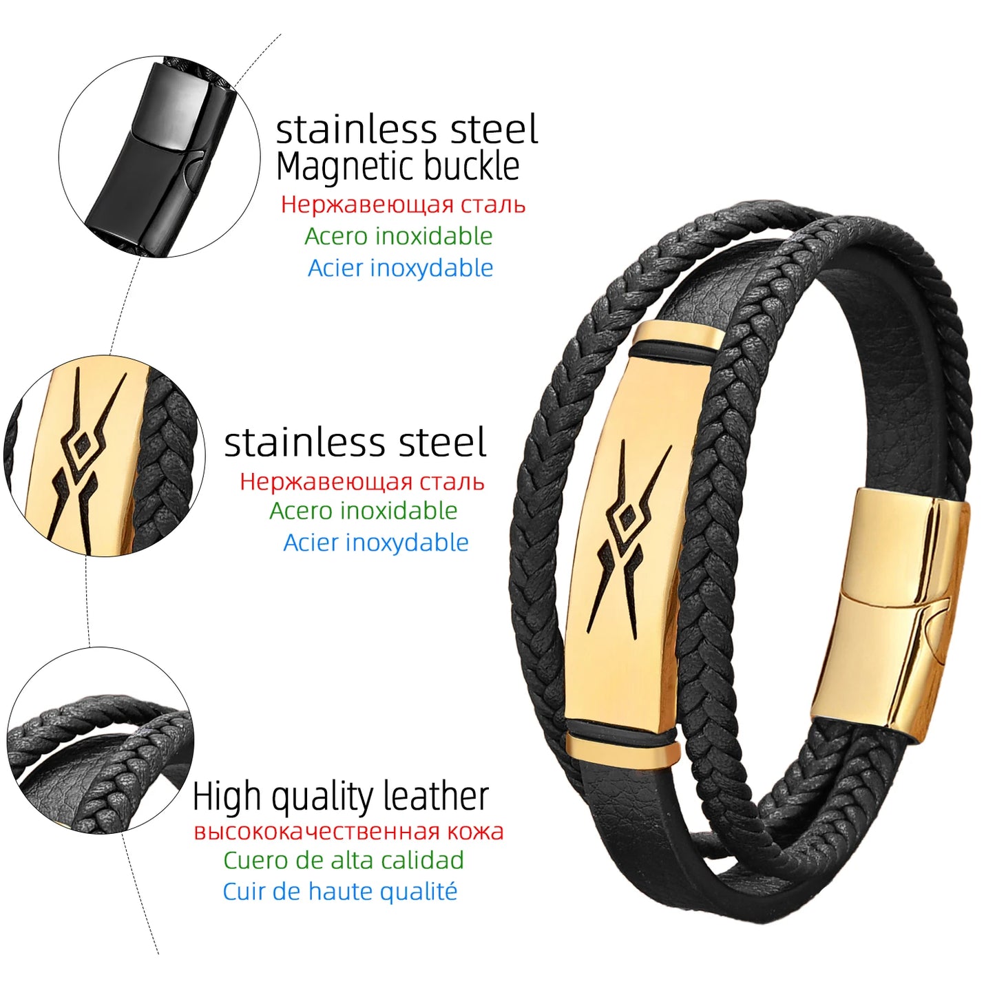 Bracelet cuir homme "STORM"