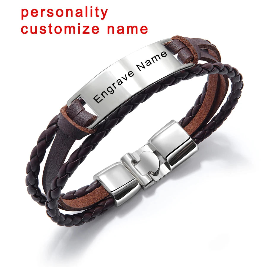 Bracelet en cuir homme "Handmade"