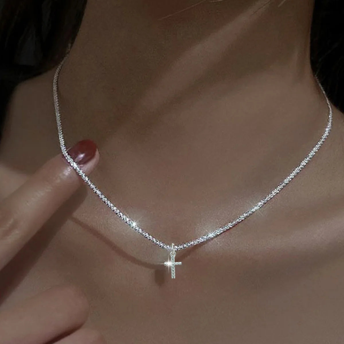 Collier ARGENT Femme "WHITE CROSS"