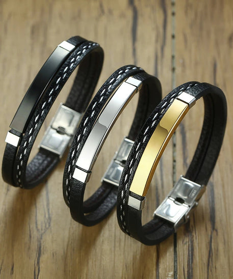 Bracelet cuir homme "VNOX"