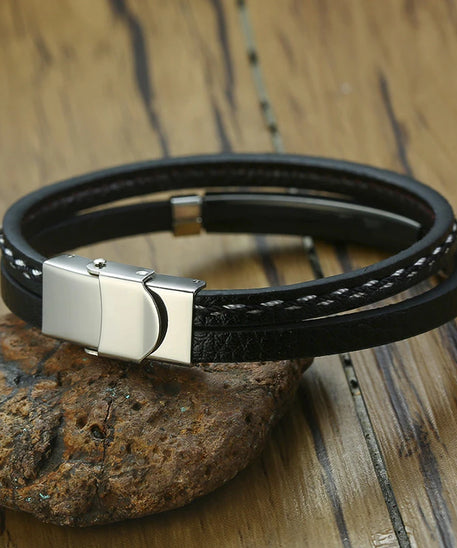 Bracelet cuir homme "VNOX"